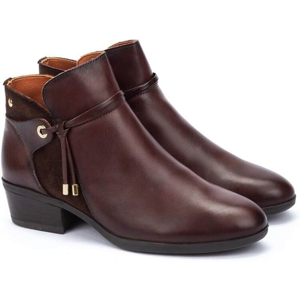Pikolinos Daroca Boots Womens 6.5-7 Brown Leather Block Heel Ankle Bootie ZPO698